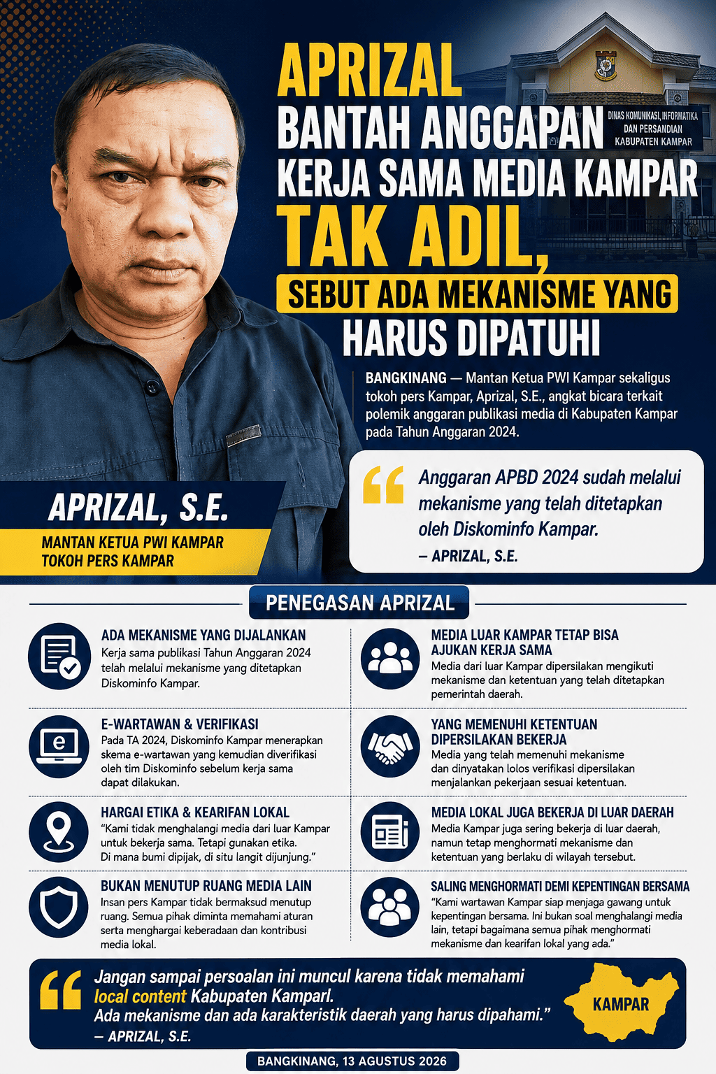 Aprizal Bantah Anggapan Kerja Sama Media Kampar Tak Adil, Sebut Ada Mekanisme yang Harus Dipatuhi